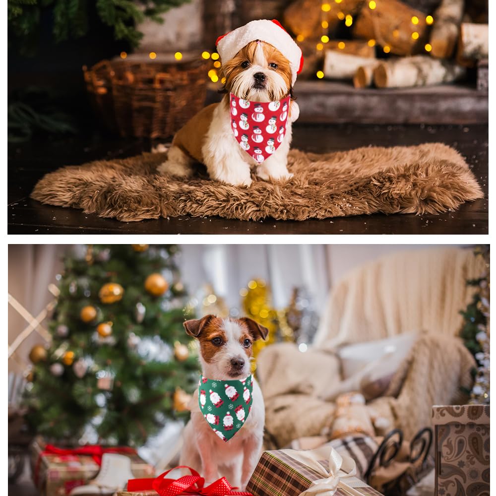 ADOGGYGO 4 Pack Dog Bandana Christmas Scarf Bibs Kerchief Set Pet Christmas Costume Xmas Holiday Bandanas for Small Dogs Pets (S