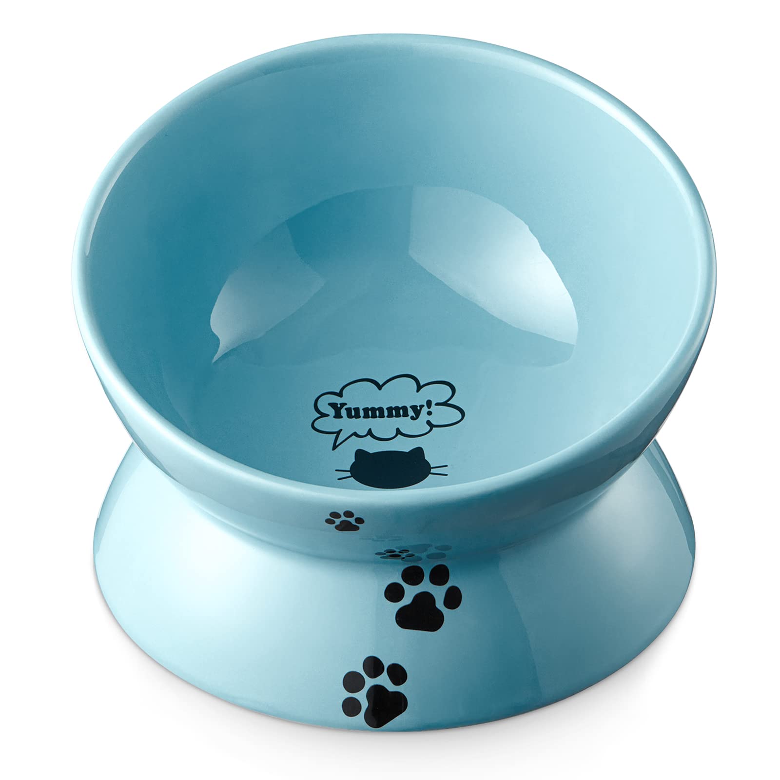 Y YHY Elevated Cat Food Bowl, Ceramic Raised Bowl, Tilt Angle Protects Cat s Spine, Anti Vomiting Dish, Backflow Prevention, La