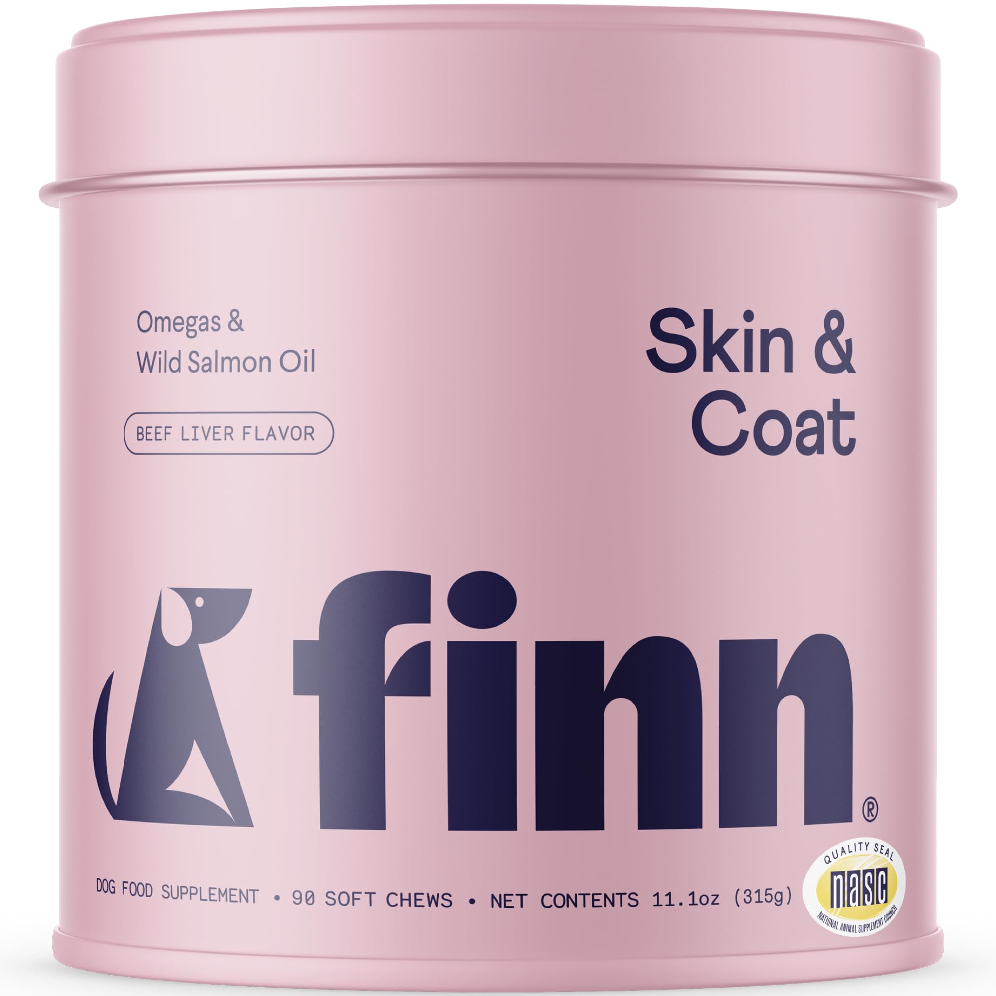 Finn Skin & Coat Salmon Oil Supplement for Dogs | Supports A Thick & Shiny Coat | Fish Oil from Wild Alaskan Salmon, Omega-3s, E