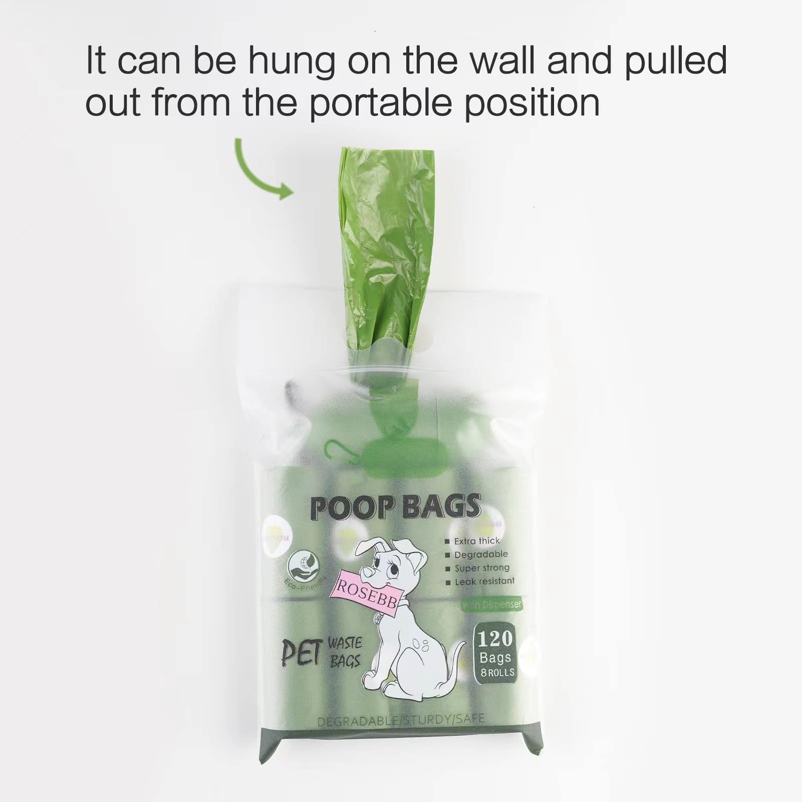 Rosebb Dog Poop Bags Rolls,Pet Waste Bags,Poop Bags For Dogs,Guaranteed Leak Proof And Extra Thick Dog Bags For Poop,120Count Doggy Poop Bags,9X13 Inches Doggie Poop Bags,Dog Poop Bag Dispenser