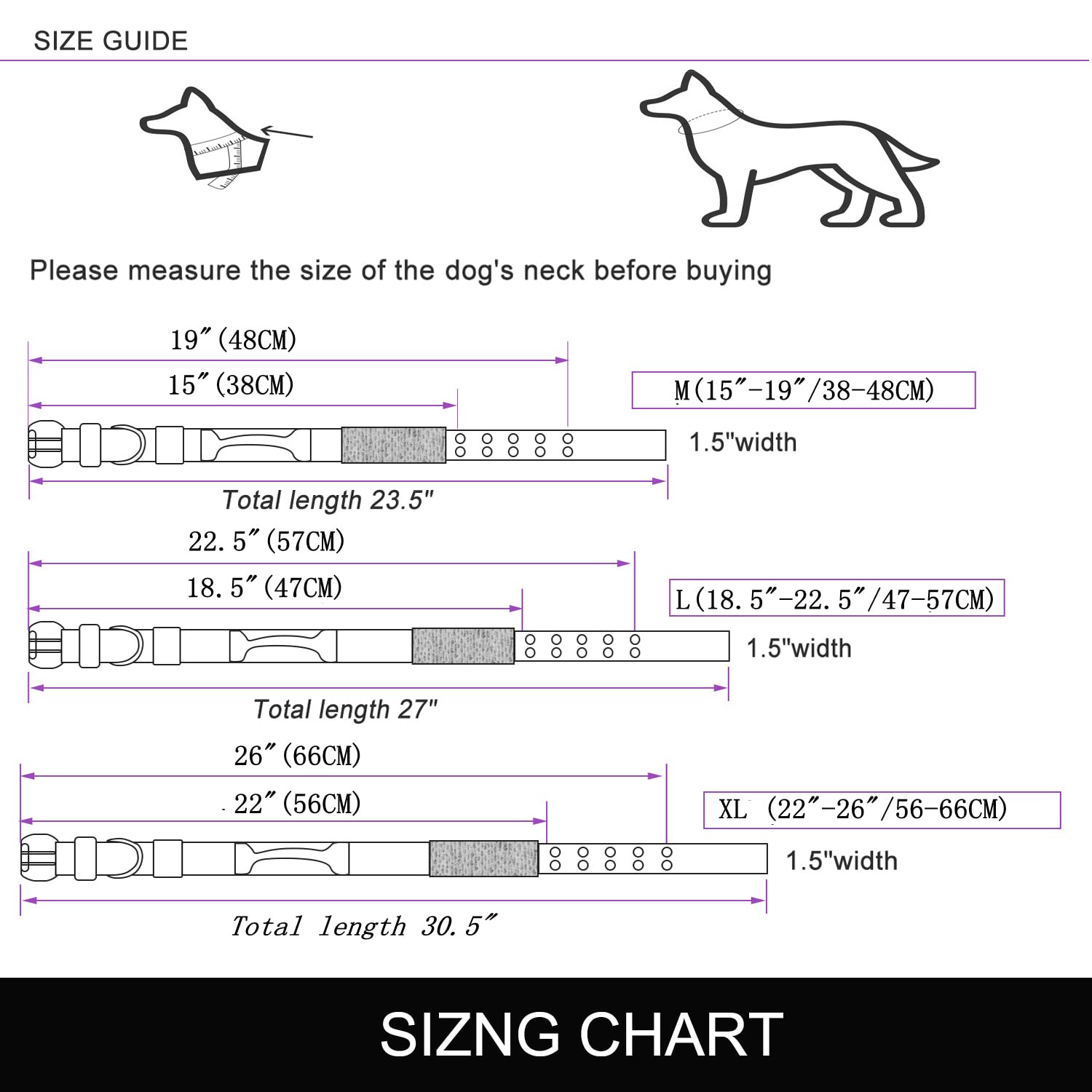 Yunleparks Reflective Dog Collar Heavy Duty Tactical With Control Handle And Metal Buckle For Dog Training(X-Large, Black)