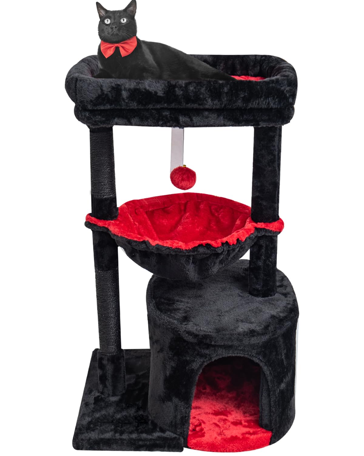Syandlvy Gothic Cat Tree With Coffin Bed For Indoor Cats, Small Cat Tower With Scratching Post, Modern Activity House Condo With