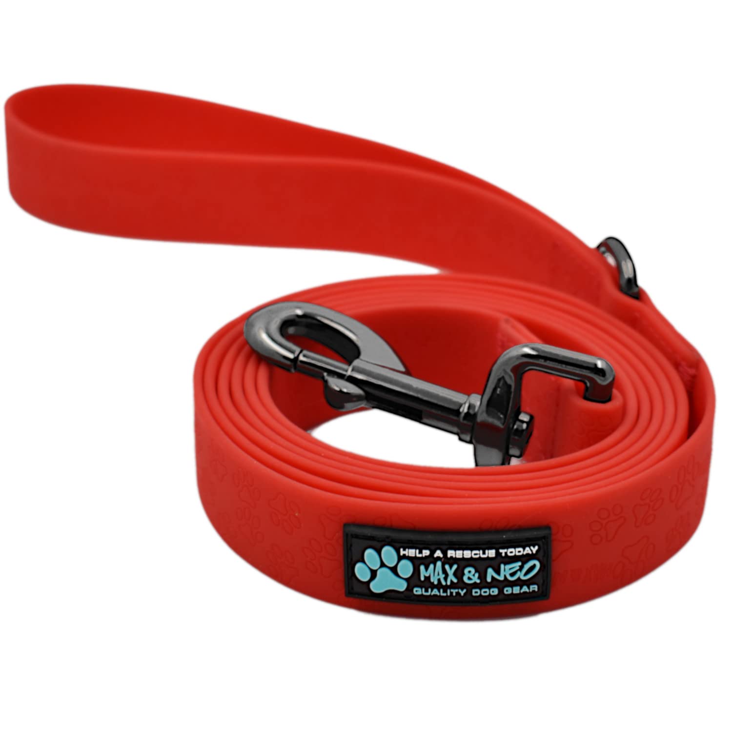 Max And Neo Waterproof Dog Leash - We Donate A Leash To A Dog Rescue For Every Leash Sold (Red) 6 Ft X 1 Wide