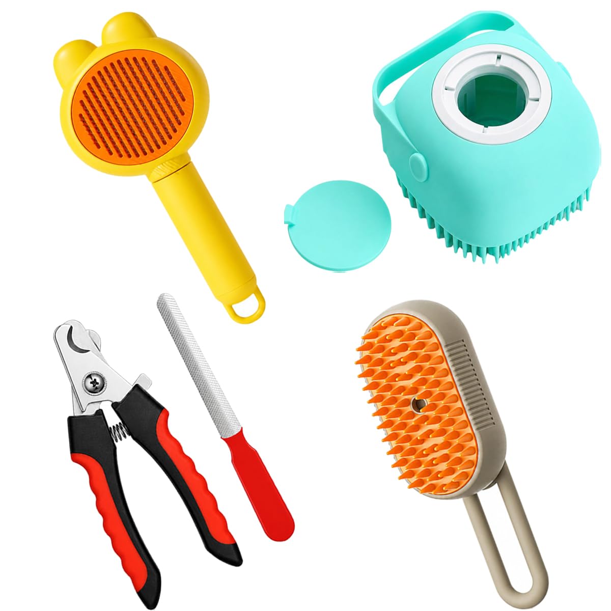 Professional Dog Cat Grooming Kit Bath Brush Nail Clipper Hair Remover