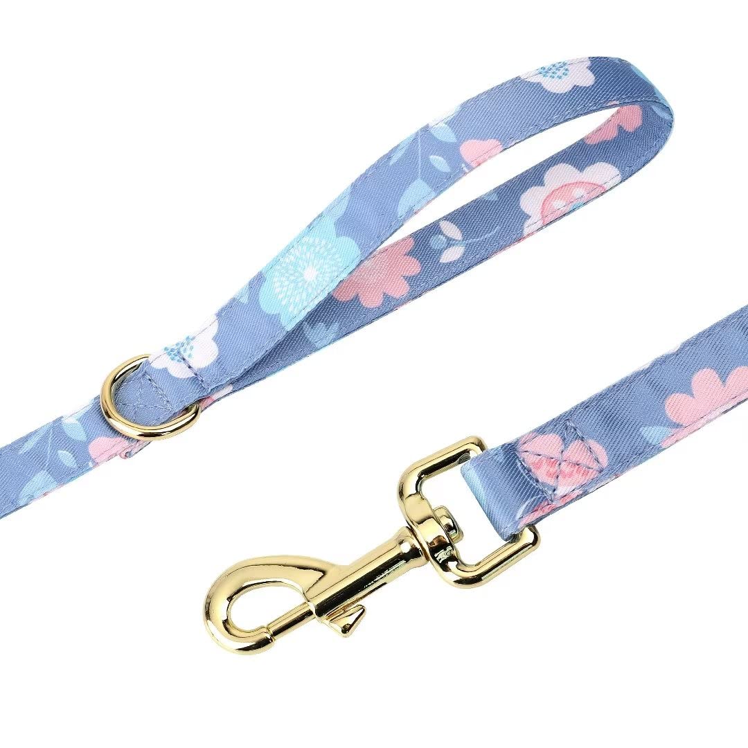 Beirui Cute Girl Dog Collars, Harnesses & Leashes Set - Adjustable Dog Collar And Leash Set With Flower - Soft Mesh Dog Vest Harness For Puppies Small Medium Dogs (Purple,S)