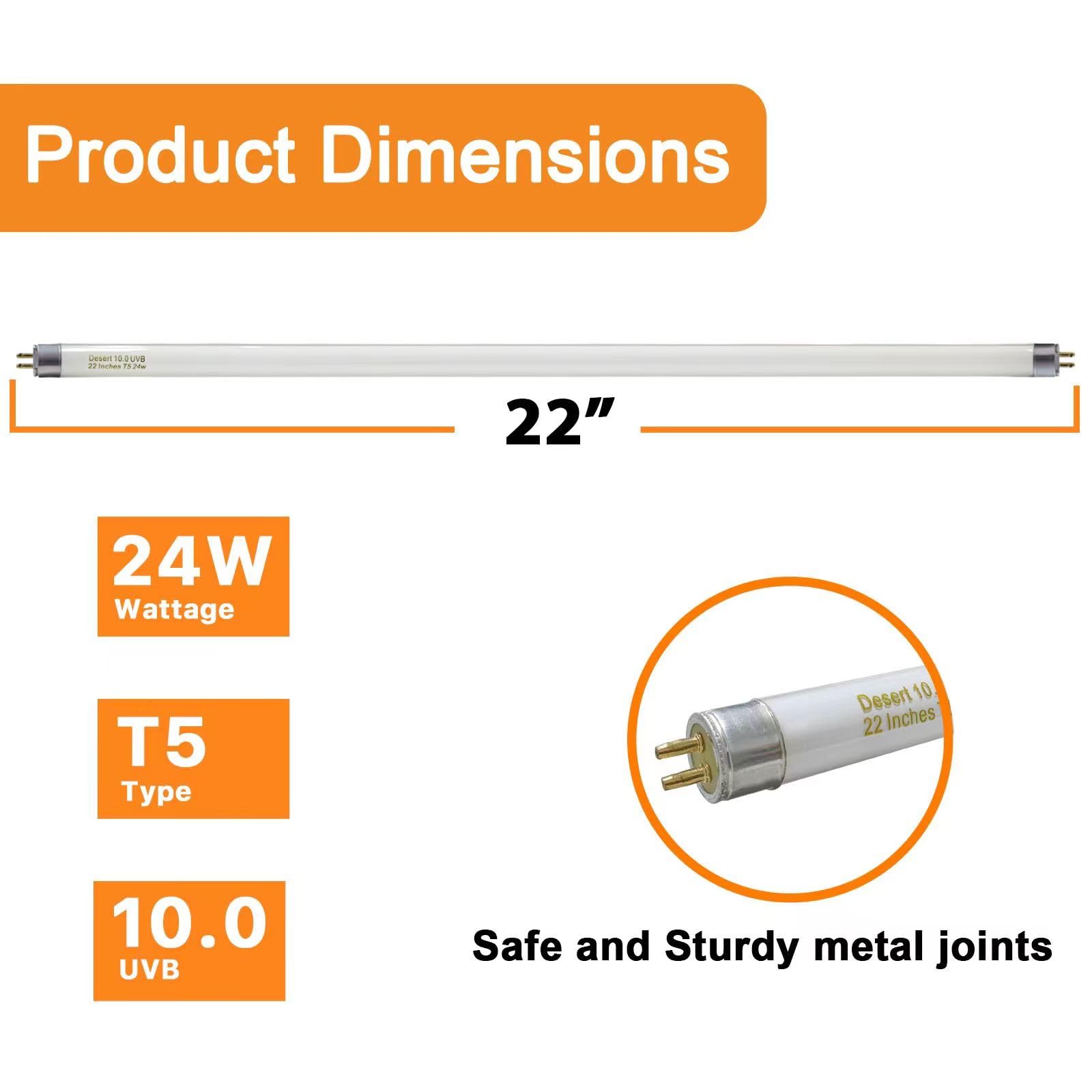 Celiwace T5 10.0 Uvb Reptile Light Bulb 22 Inch, Desert Reptile Uvb Bulb 24W, For Lizards, Bearded Dragons, Chameleons