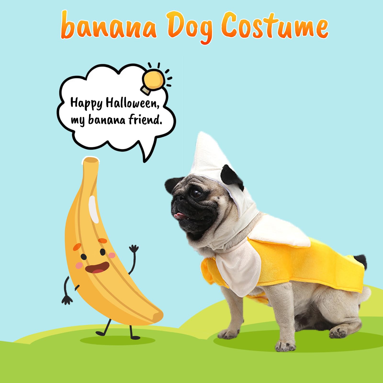 Banana Dog Costume - Funny Halloween Dog Costume Cute Dog Cosplay Jumpsuit Fashion Dress For Puppy Small Medium Large Dogs Speci