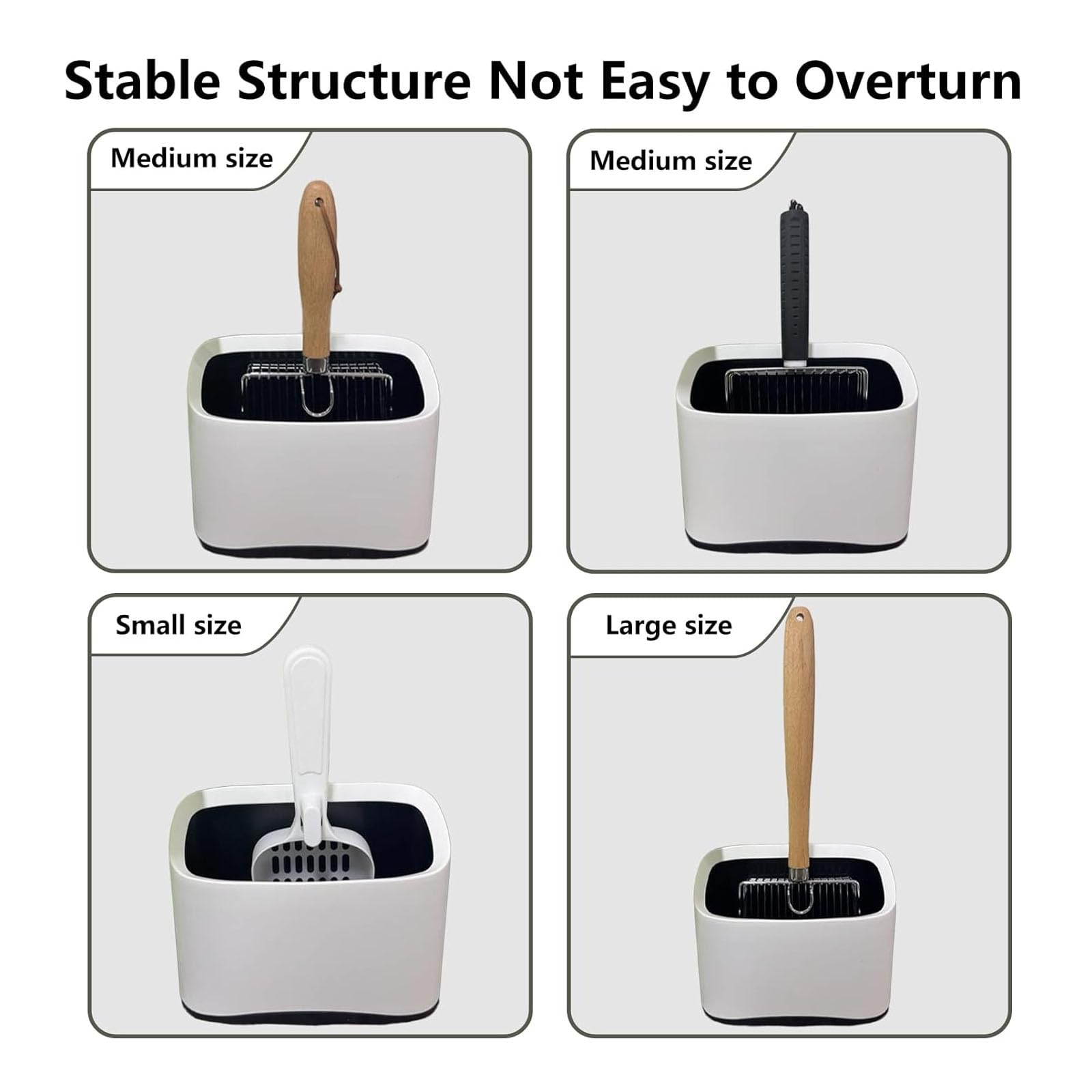 Wkhoki Cat Litter Scoop Holder, Mini Trash Can With Lid, Litter Scooper Caddy, White