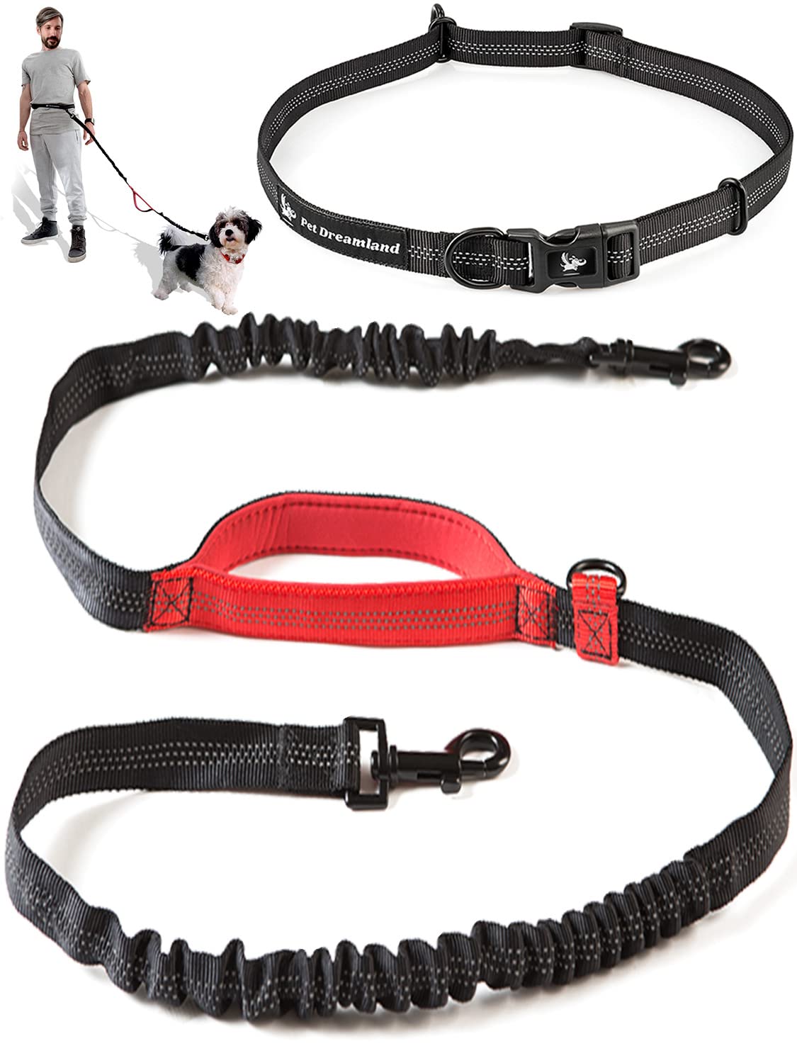 Adjustable Hands Free Dog Leash For Running | Waist Leash For Dog Walking Small Breeds | Dog Running Leash | Hiking Leash For Medium Dogs | Service Dog Leash Belt | Bungee Dog Leash | Hands Free Leash