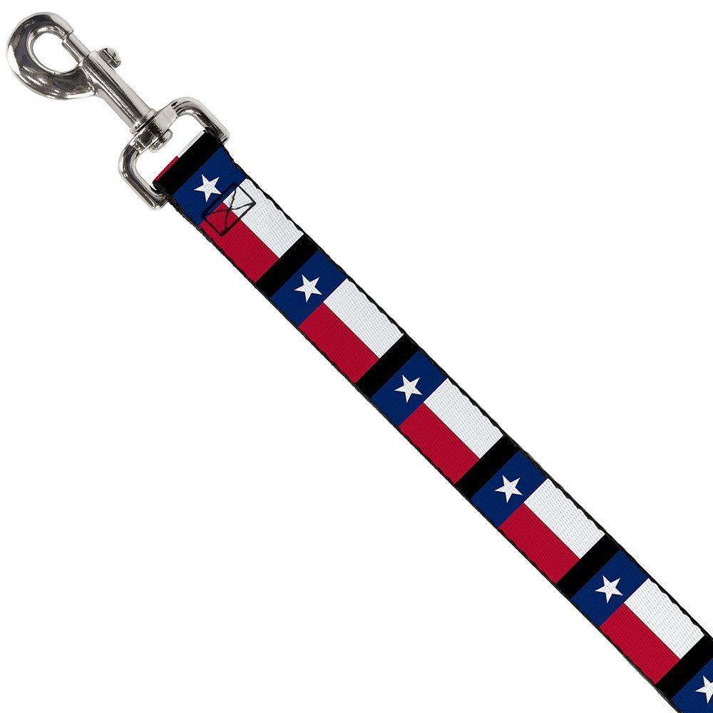 Dog Leash Texas Flag Black 6 Feet Long 1.0 Inch Wide