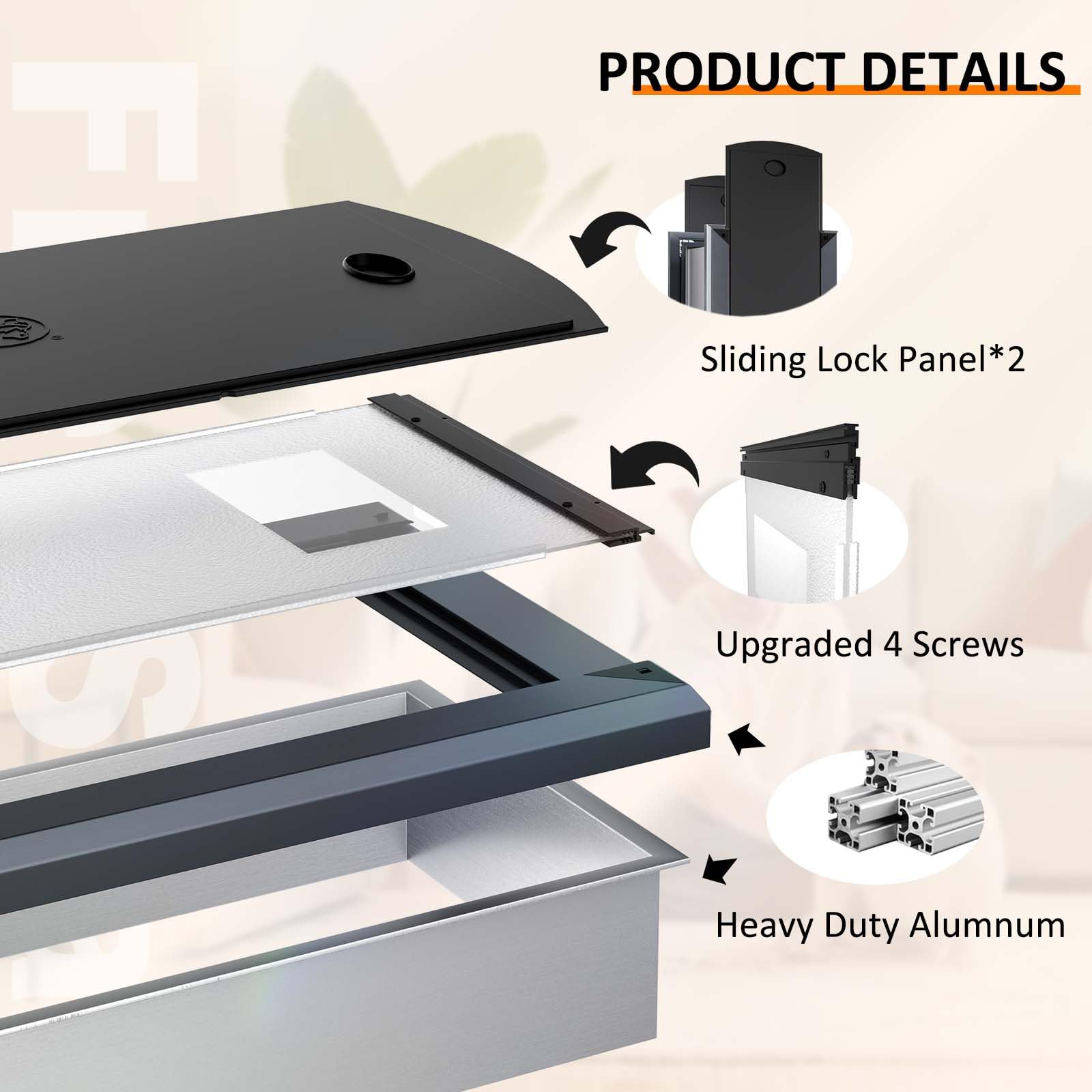 Freestanding Doggie Door For Wall, Heavy Duty Aluminum Frame And Telescoping Tunnels Dog Door, Doggy Door With Double Magnetic F