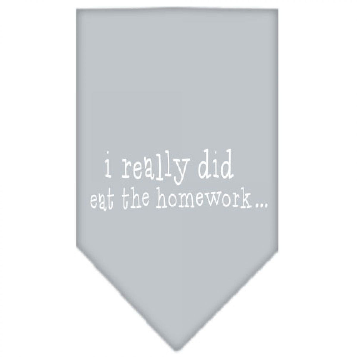 Pet and Dog Bandana Screen Printed, &quot;I Really Did Eat The Homework&quot; Grey Small