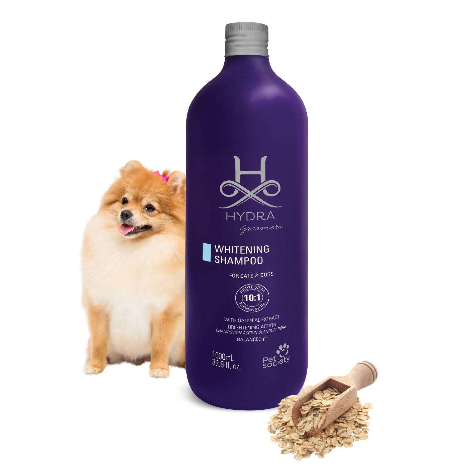 Hydra GroomerS Whitening Shampoo For Dogs & Cats 1 L, Ph Balanced Brightening Pet Shampoo With Oatmeal Extract For Clean White C