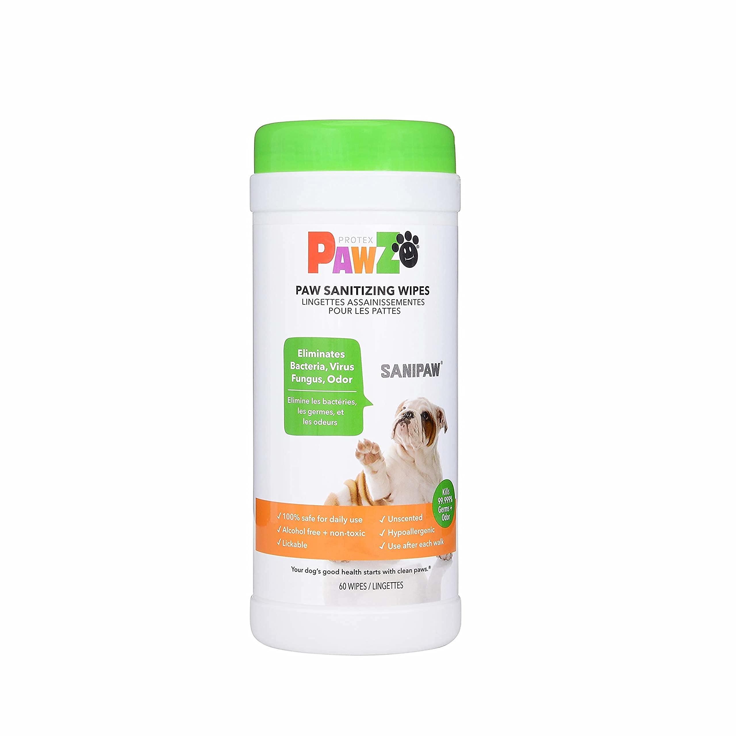 Protex Pawz Sanipaw And Odor Eliminating Paw Wipes(60 Wipes)
