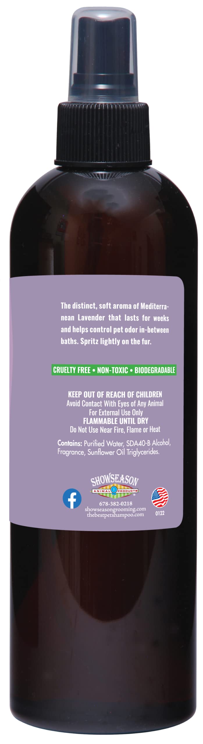 Showseason Bath & Brush Therapies Lavender Kiss Pet Cologne 12.5 Oz For Dogs | Long-Lasting Odor Eliminator | Paraben-Free | Bio