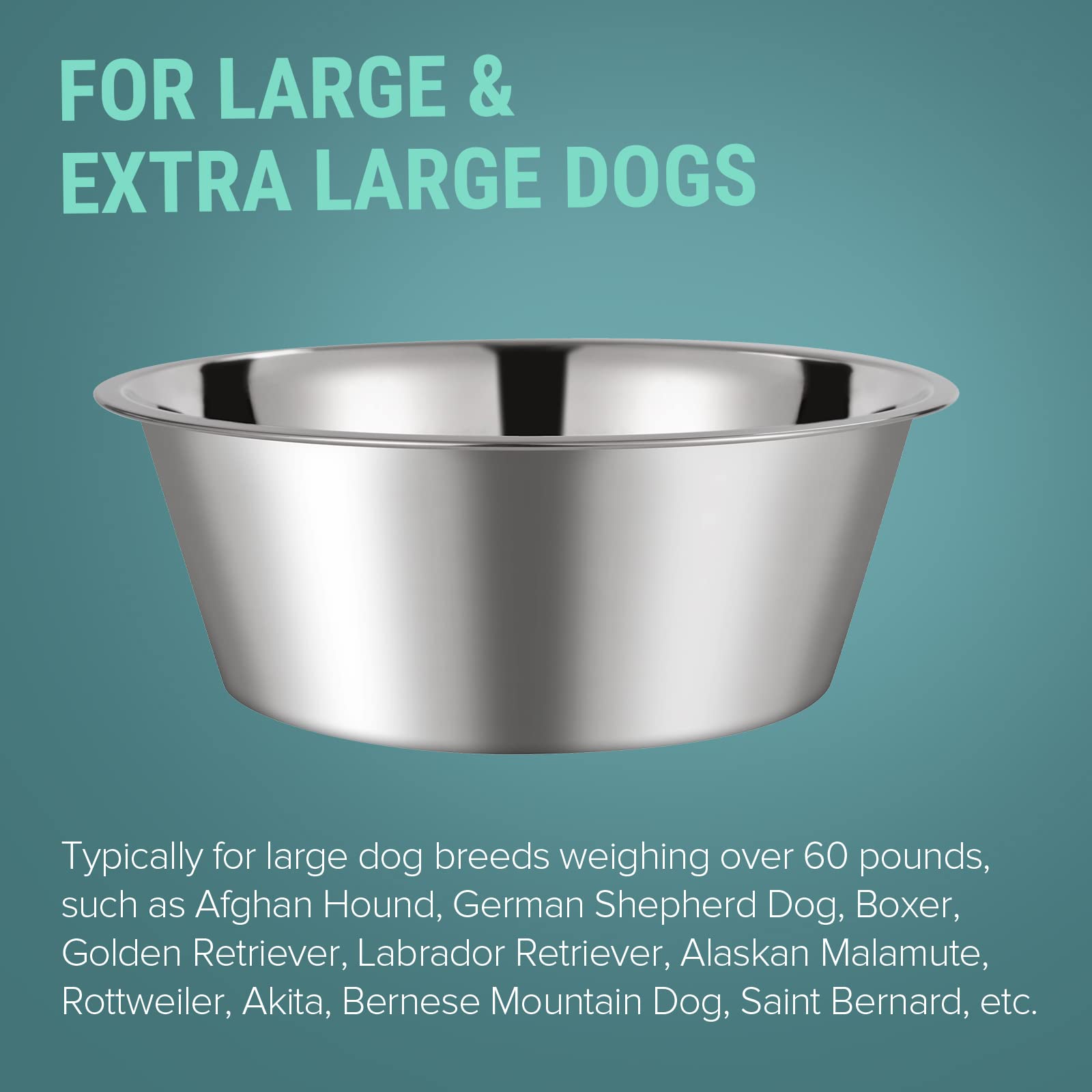 URBUDDIES 1.1 Gallon Extra Large Dog Bowls, 4 Pack, XL Stainless Steel Dog Water Bowls for XLarge Dogs, Polished, Dishwasher Saf