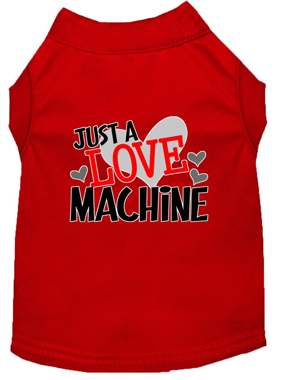 Pet Dog & Cat Shirt Screen Printed, "Just A Love Machine" Red SM (3-6 lbs.)