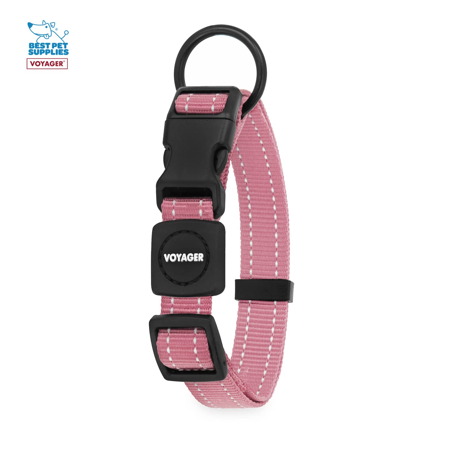 Voyager Reflective Dog Leash Collar Set With Neoprene Handle Supports Small, Medium, And Large Breed Puppies, Cute And Heavy Duty For Walking, Running, And Training - Pink, L
