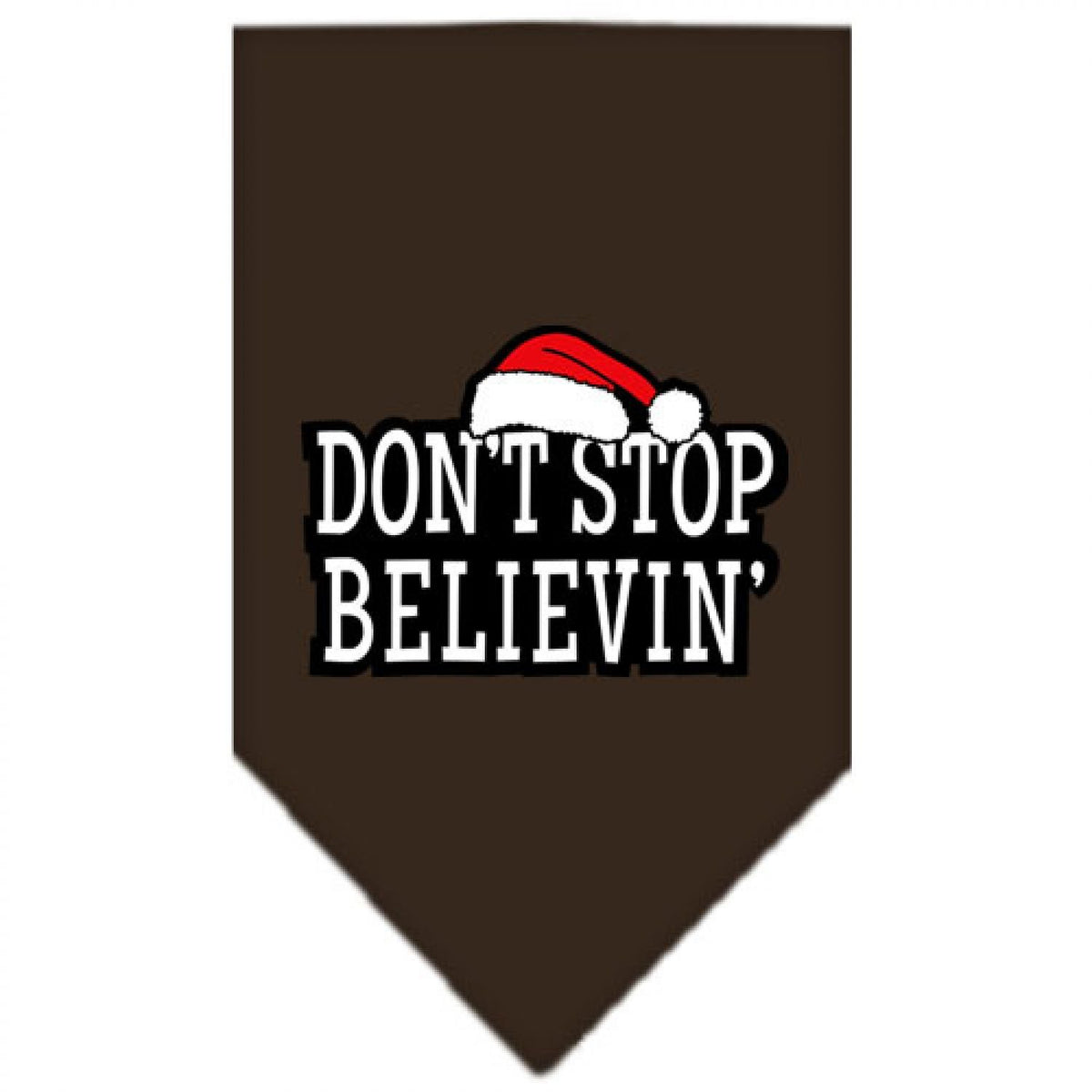 Mirage Pet Products Dont Stop Believing Screen Print Bandana for Pets, Small, Cocoa