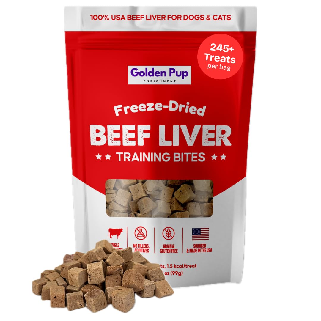 Beef Liver Dog Treats, Freeze Dried Raw Beef Liver Treats for Dogs & Cats, Single Ingredient, Human Grade, No Additives, High Pr
