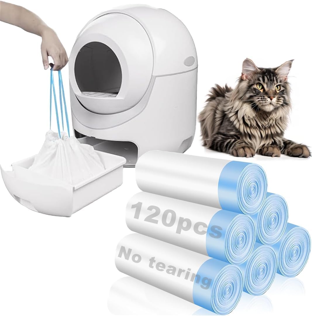 Rastalola Official 120 Pack Cat Litter Bags With Drawstring, Self Cleaning Litter Robot Waste Bags Compatible With Litter Robot 
