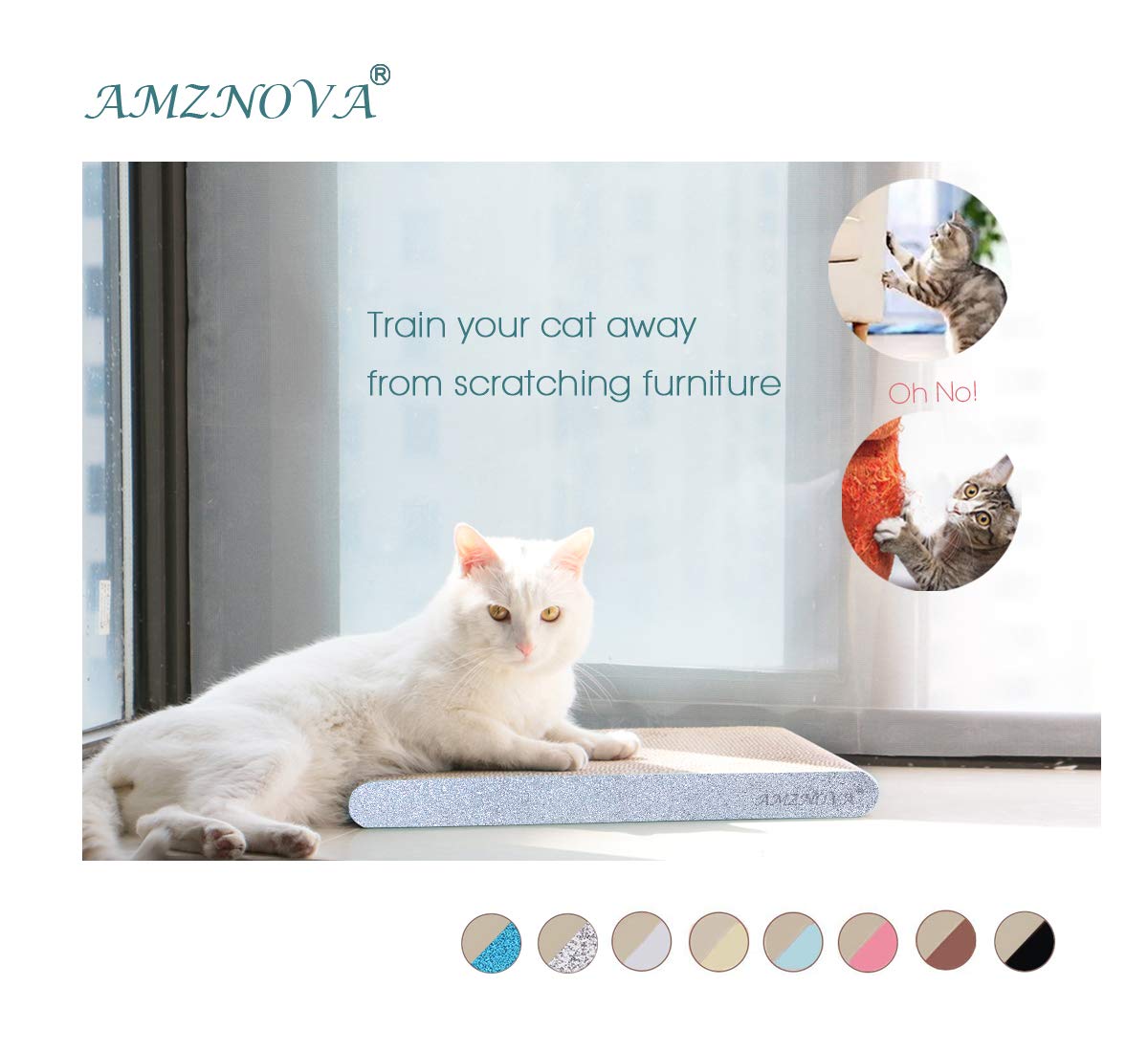 Amznova Durable Flat Cardboard Cat Scratcher, Colors Series, Wide, Glitter Silver
