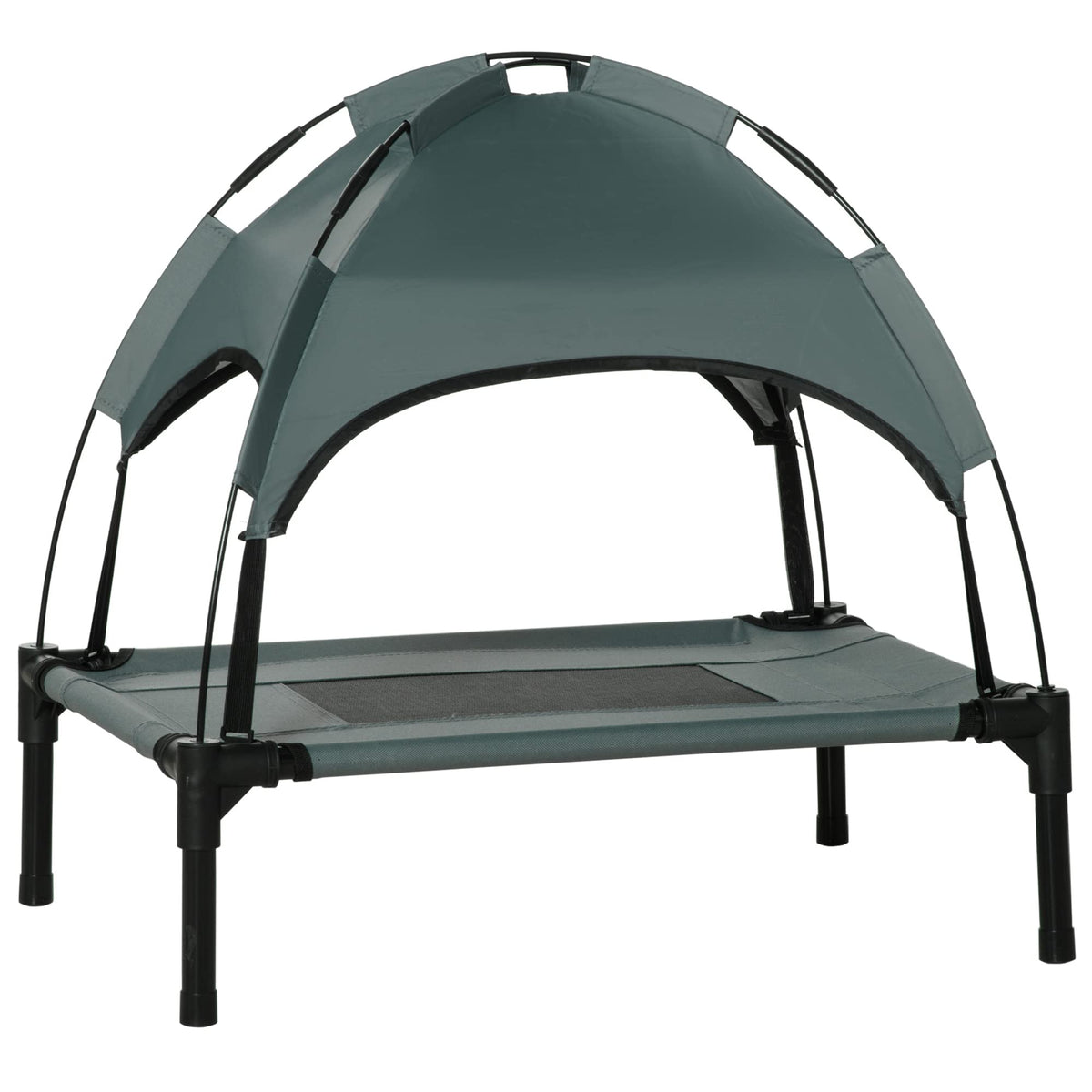 Pawhut Elevated Dog Bed With Removable Canopy, Outdoor Dog Cot With Uv Protection Canopy Shade, 24 Inch Pet Bed For Camping, Gray