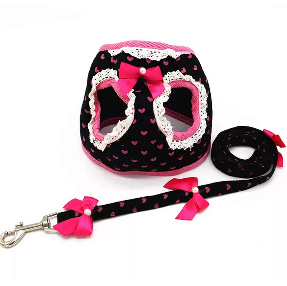 SHOPTREND Cute Dog Vest Small Dog Harnesses with Leash Set  Soft Adjustable Mesh Harness and Lead Cute Puppy Walking Leads Chih