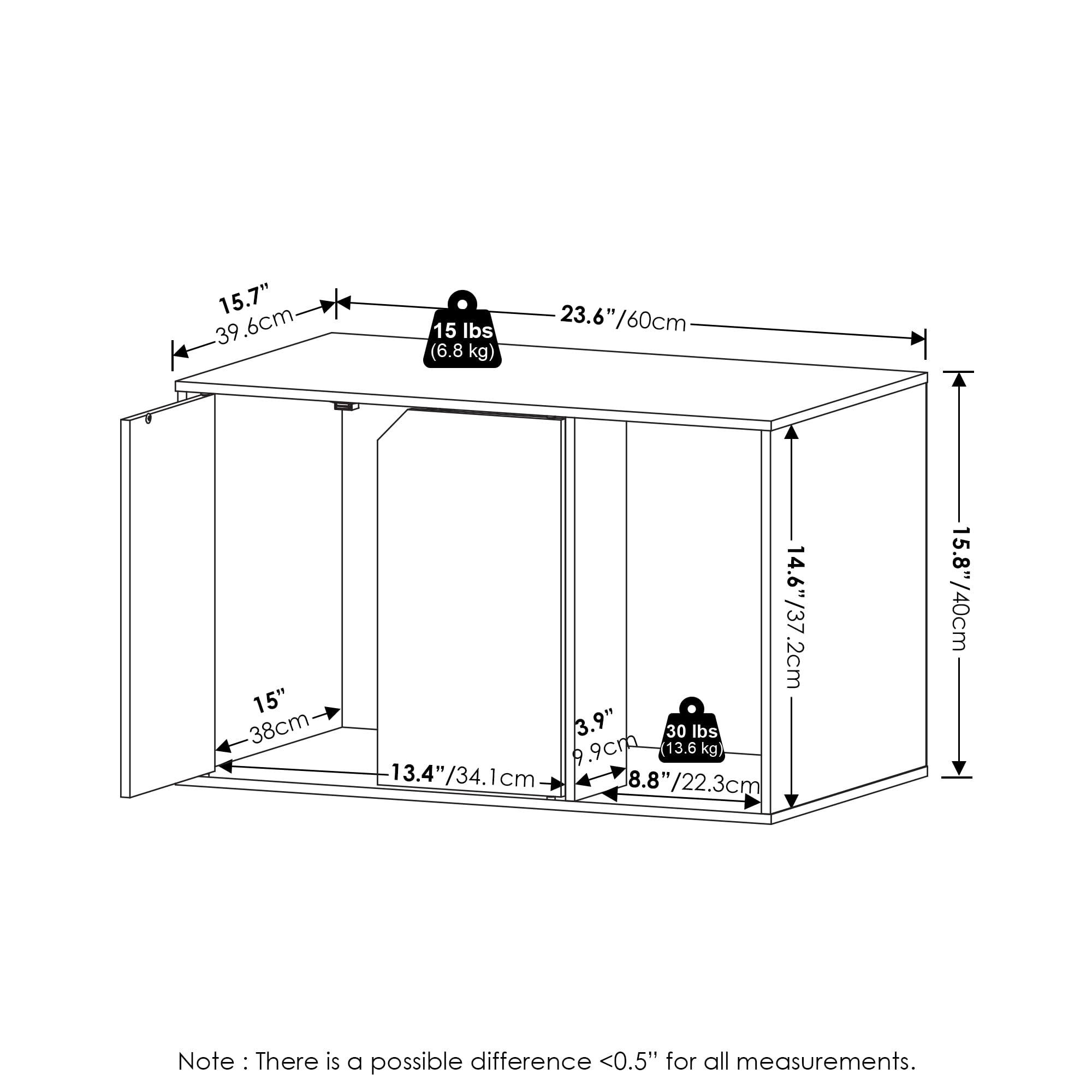 Furinno Peli Small Litter Box Enclosure, French Oak Grey