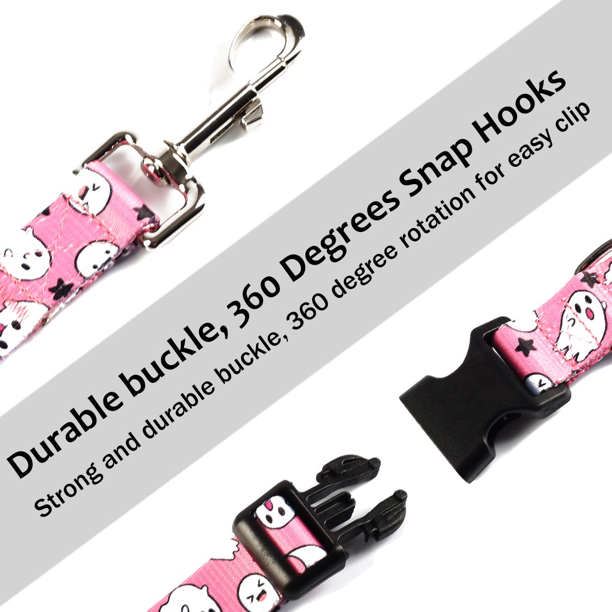Impoosy2Pcs Dog Halloween Collar With Pet Ghost Leash Set Cat Gift Adjustable Dog Cute Collars For Small Medium Large Pets Dogs Cats (Large, Pink)