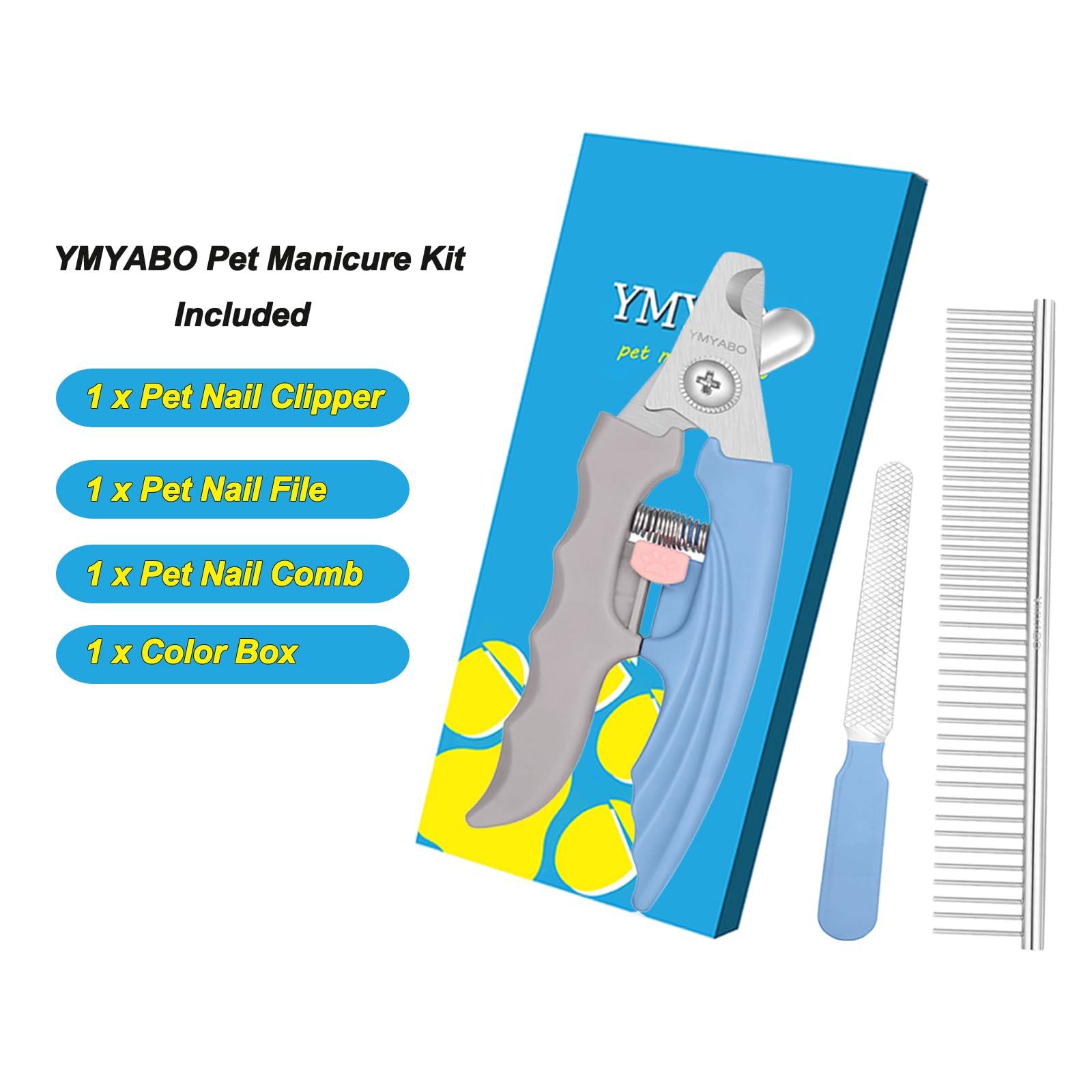 Ymyabo Pet Nail Clipper,Dog Nail Trimmers Safety Guard To Aviod Over Cutting,Puppy Cat Claw Trimmer,With Free Dog Comb Nail File