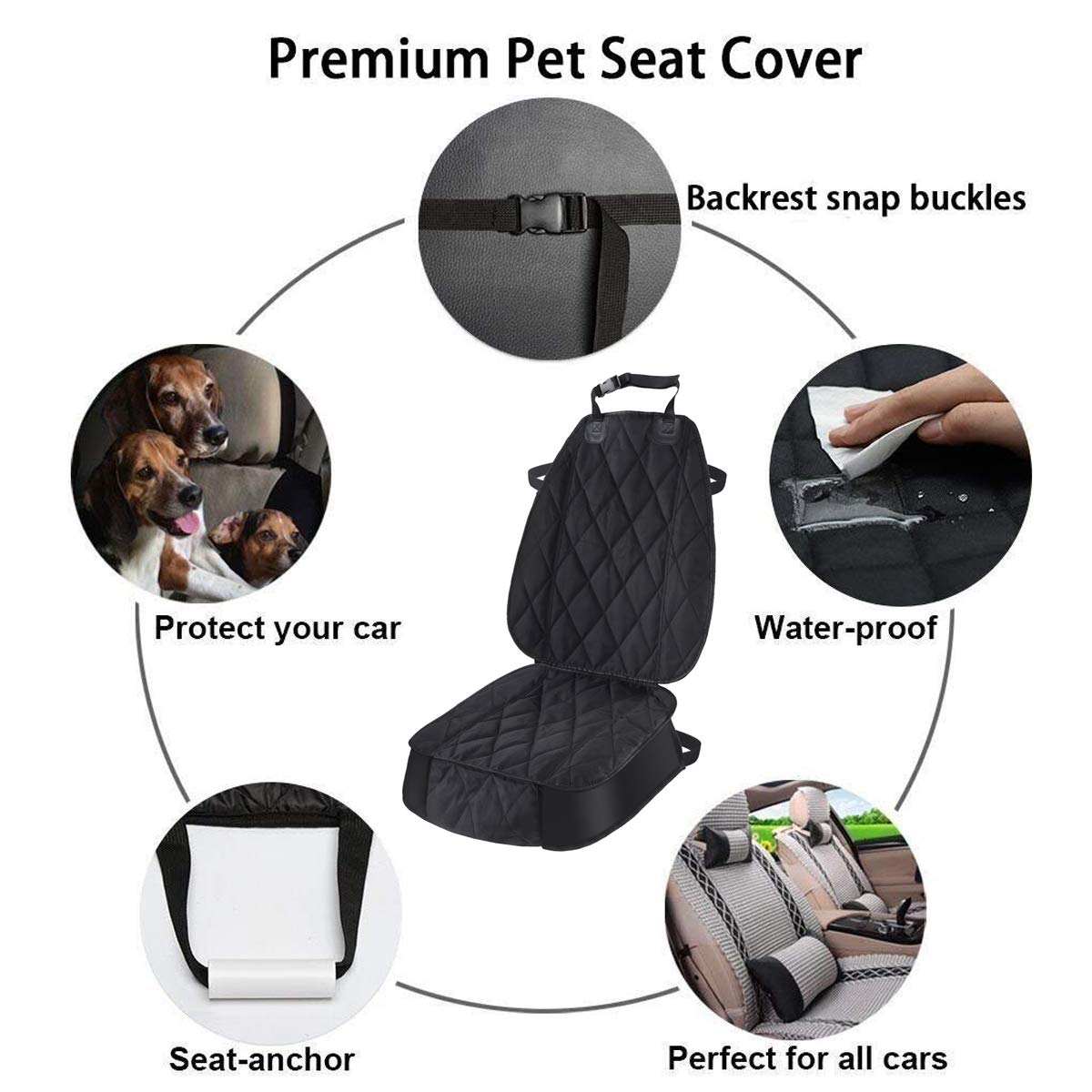 AsFrost Dog Seat Cover Cars Trucks SUVs, Thick 600D Waterproof Pet Car Seat Cover Dog, Heavy Duty & Wear-Resistant Durable Nonsl