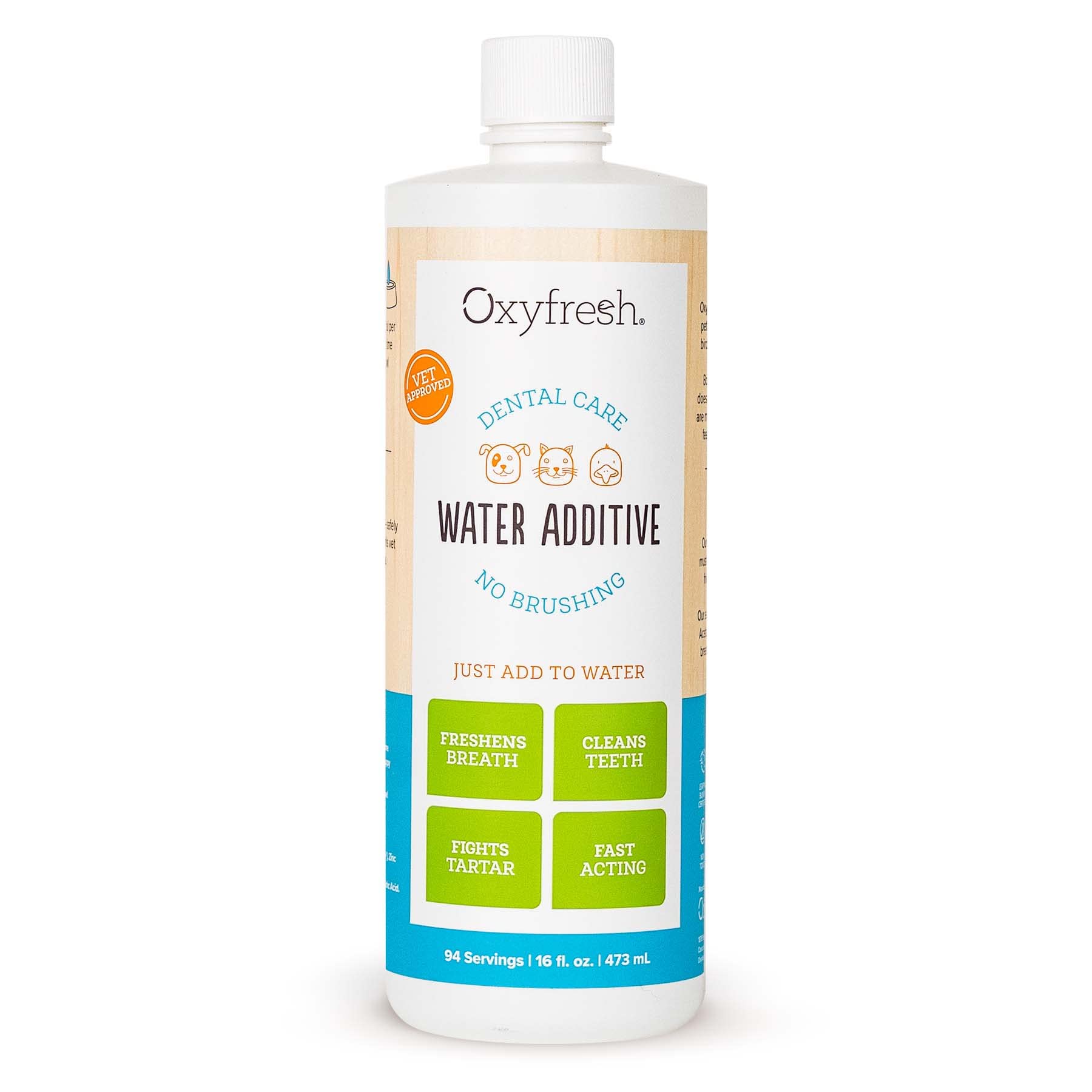 Oxyfresh Premium Pet Dental Care Solution Pet Water Additive: Best Way To Eliminate Bad Dog Breath And Cat Bad Breath - Fights Tartar & Plaque - So Easy, Just Add To Water! Vet Recommended 16 Oz.