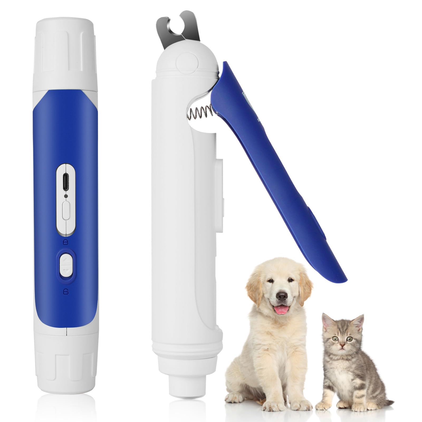 Wpkj 2 In 1 Dog Nail Grinder And Clippers Trimmers With Led Light, 3-Speed Pet Nail Clippers For Small Medium Large Dogs Cats, D