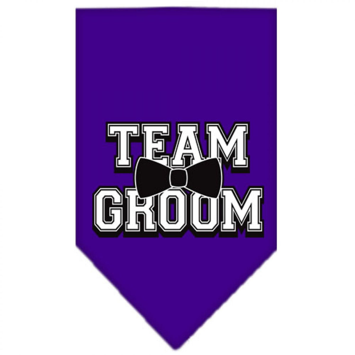 Pet and Dog Bandana Screen Printed, &quot;Team Groom&quot; Purple Small
