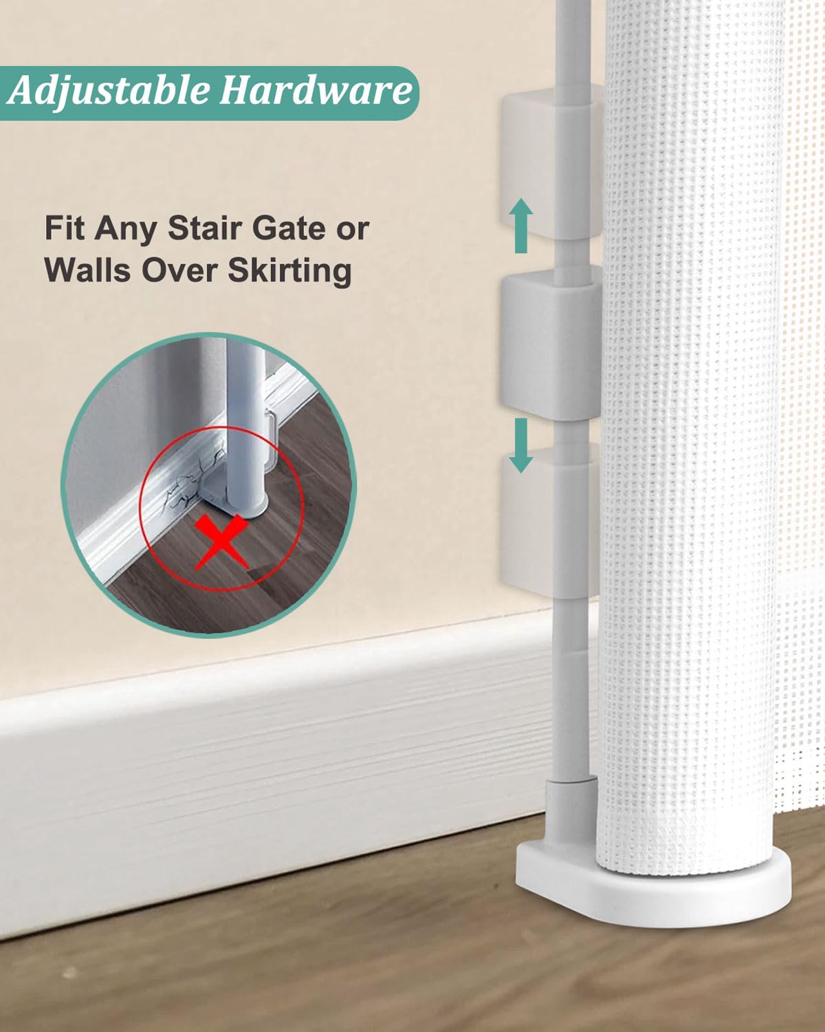 Upgrade 59' Retractable Baby Gates With Reinforced Strip Design To Prevent Crawling Through, 34' Tall Retractable Gate For Baby And Pet, 5 Ft Baby Gates For Stairs, Doorways, Hallways