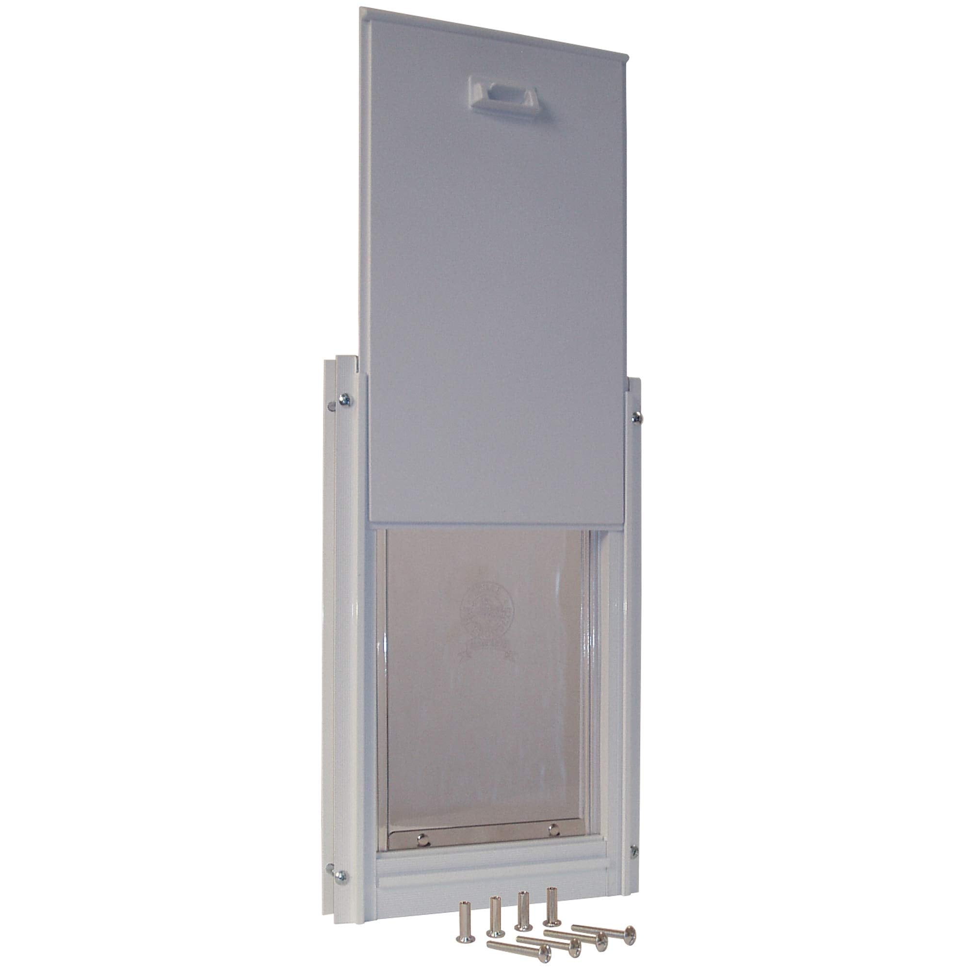 Ideal Pet Products Deluxe Aluminum Pet Door With Telescoping Frame, Extra Large, 10.5' X 15' Flap Size, White