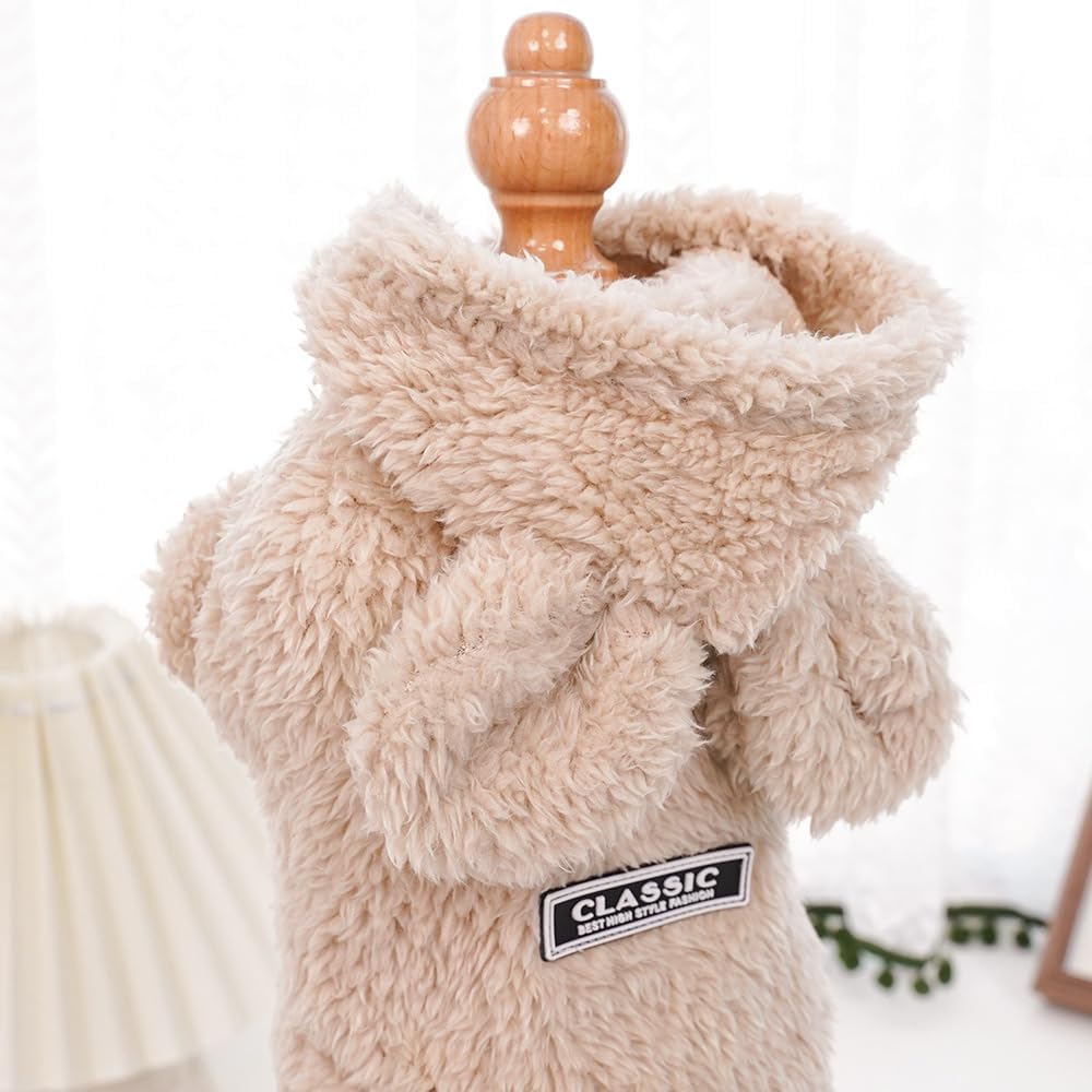 Cat Bunny Ears Costume Cute Dog Kitten Hoodies Sweater Rabbit Ears Puppy Pet Apparel (Medium,Beige)