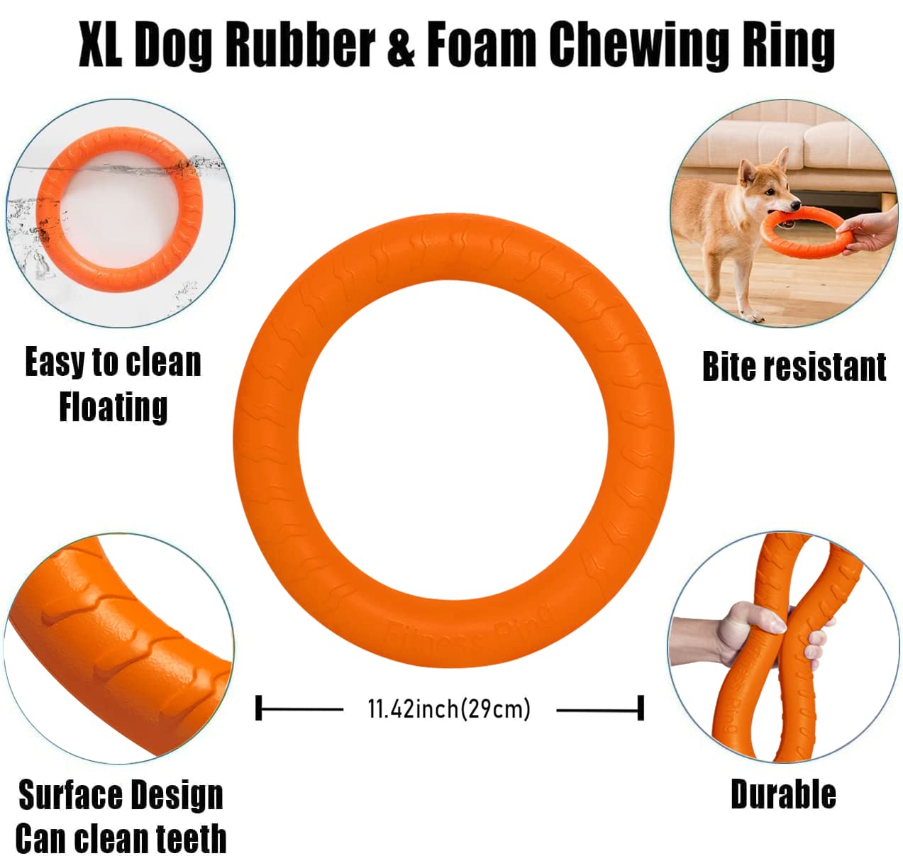 Dlder Dog Flying Disc Dog Chew Toy,Dog Toys For Aggressive Chewers Floating Dog Ring/Fetch Toys For Medium/Large Breeds Interact