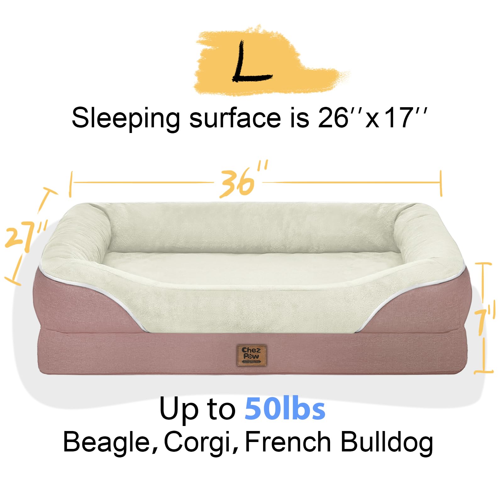 Orthopedic Foam Large Dog Bed Xlarge Dog Beds With Removable Washable Cover Pet Bed With Bolster Waterproof Cover Extra Large Do