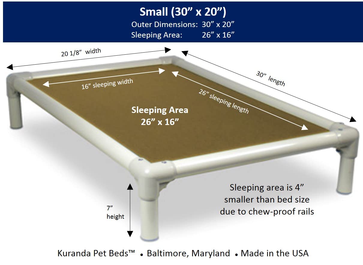 Kuranda Chewproof Bed - Almond PVC - 30'' x 20'' - Cordura Nylon - Gold