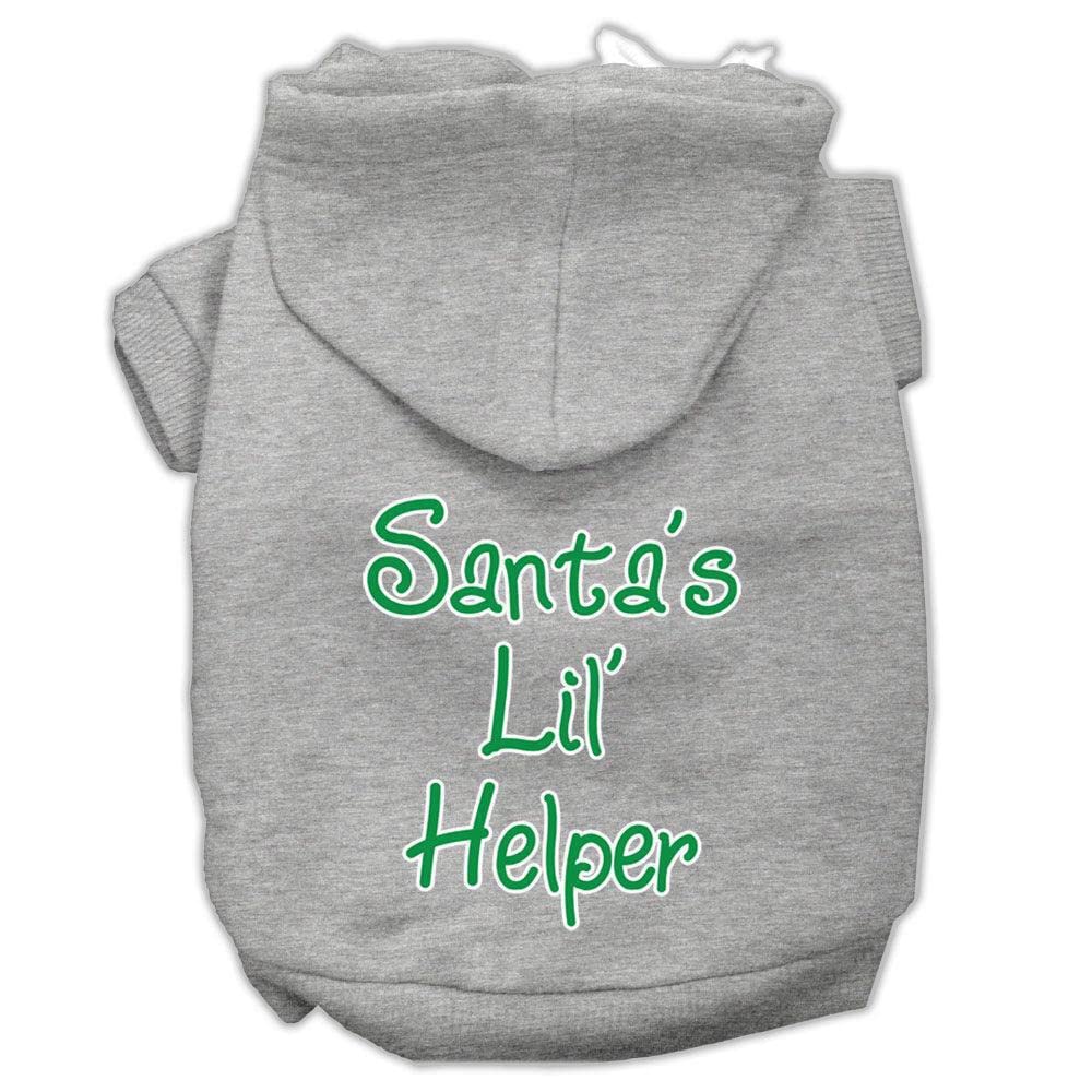 Christmas Pet Dog & Cat Hoodie Screen Printed, Santa's Lil Helper Gray SM (3-6 lbs.)