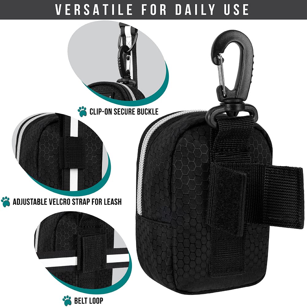 PetAmi Dog Poop Bag Holder for Leash, Dog Pet Waste Bag Dispenser For Poop With Clip For Doggie Puppy Walking Accessories Travel