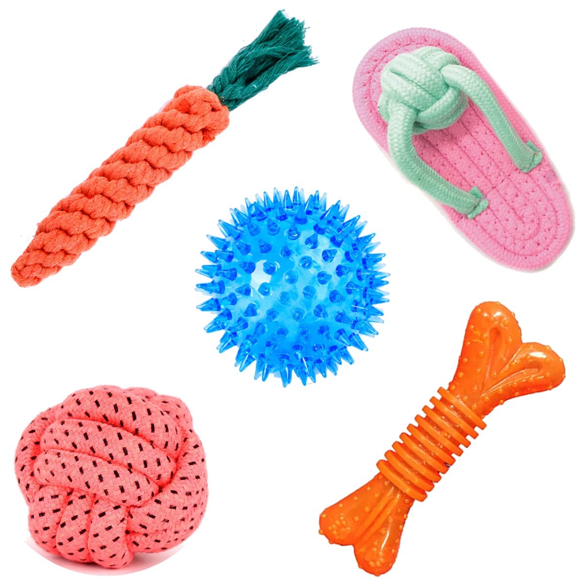 Rvpaws Toys For Puppies & Small Dogs Toys Spike Teether Ball Toy | Rope Ball Toy | Gums Cleaner Correct Rope Toy | Cotton Poly M