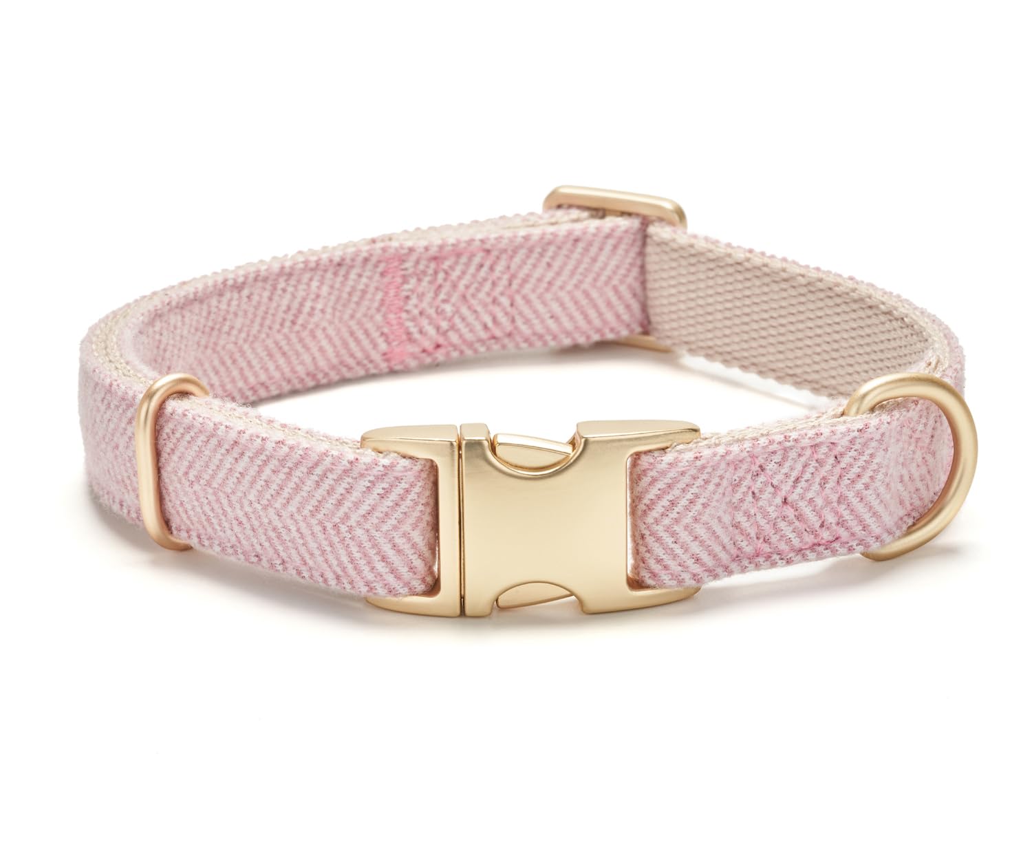 YUDOTE Soft Cotton Hemp Dog Collar with Metal Buckle Adjustable Twilled Dog Collars for Female Small Medium Large Dogs(Pink,Medi