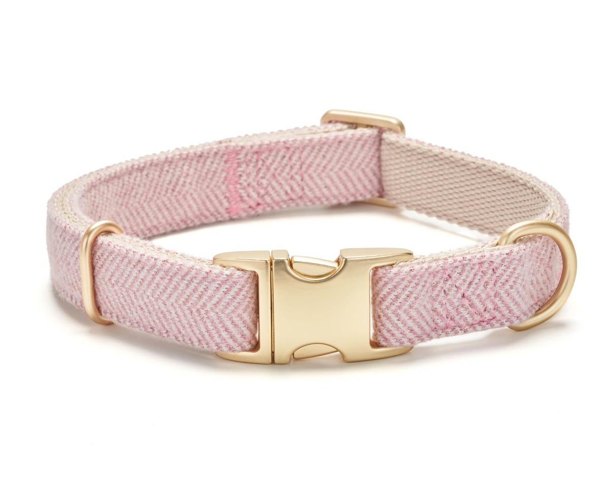 YUDOTE Soft Cotton Hemp Dog Collar with Metal Buckle Adjustable Twilled Dog Collars for Female Small Medium Large Dogs(Pink,Medi