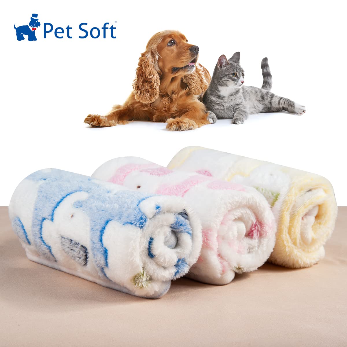 Pet Soft 1 Pack 3 Blankets Pet Blankets For Dogs - Fluffy Cats Dogs Blankets For Small Medium & Large Dogs, Cute Print Pet Throw Puppy Blankets Fleece (Elephant, 3L)