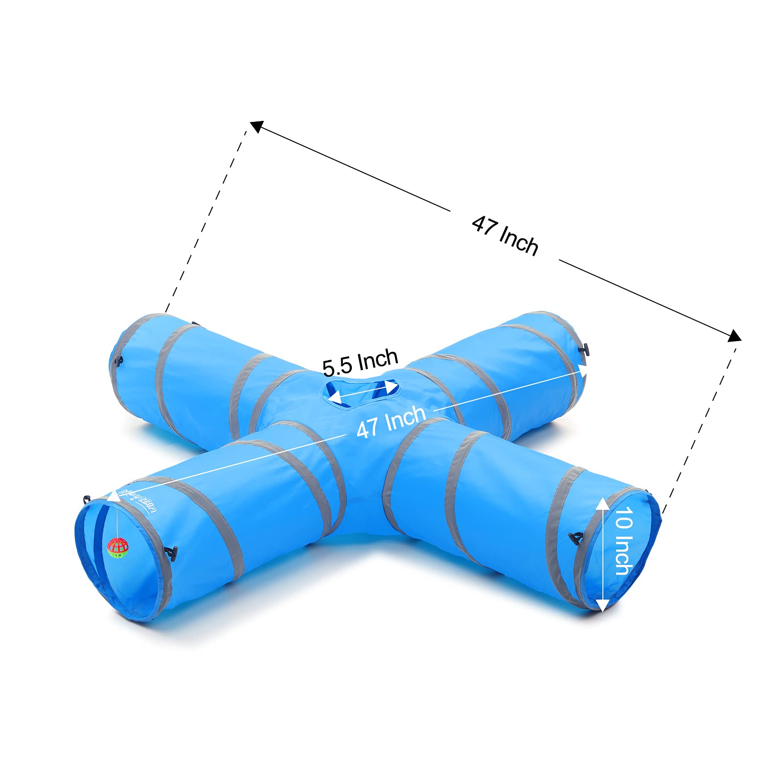 Sweetbin 3 Way Large Cat Tunnels For Indoor Cats - Durable & Resistant To Scratching Cat Play Tube Tunnel - Includes Mouse Toy, Bell Ball - Gift For Ferrets & Rabbits (Black)