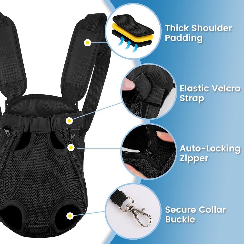 Dog Backpack Carrier, Adjustable Pet Front Carriers, Legs Out Carrying Sling Travel Bag for Small Medium Dogs 2.5-4 Lbs, Soft We