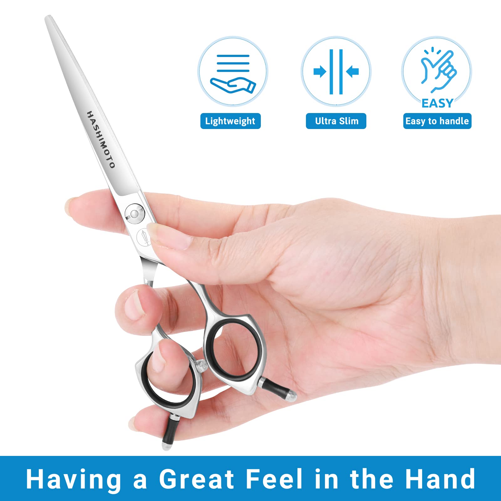Hashimoto Dog Grooming Scissors, Curved Scissors For Dog Grooming, 6.5 Inch, 30 Degree Of Curved Blade,Light Weight, Pet Shears For Trimming Face And Paws.
